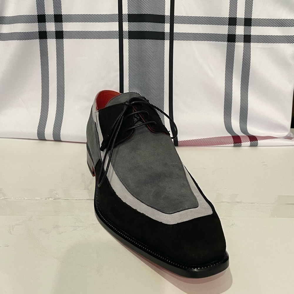 Emilio Franco shoes suede black/gray Oxford red bottom